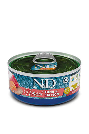 N&D ΥΓΡΗ ΤΡΟΦΗ ΓΑΤΑΣ NATURAL TUNA & SALMON 70gr